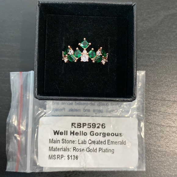 Jewelry - Bomb Party May Ring Size 6 Rose Gold Emeralds